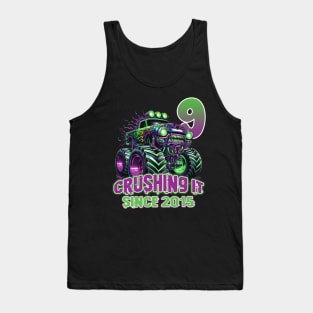 Monster Truck Birthday Tee 9th Birthday Boy Gift Awesome Since 2015 Tee Custom Monster Truck Tee Tank Top